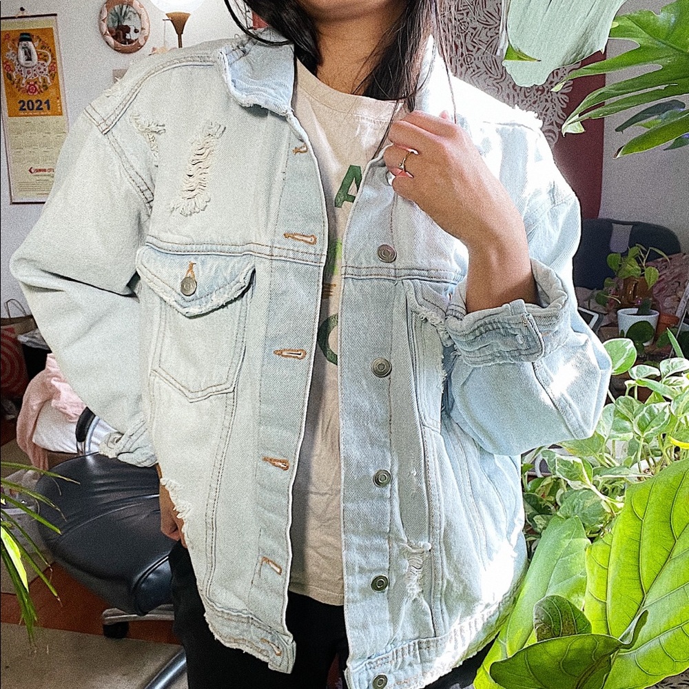 Distress Light Wash Denim Jacket